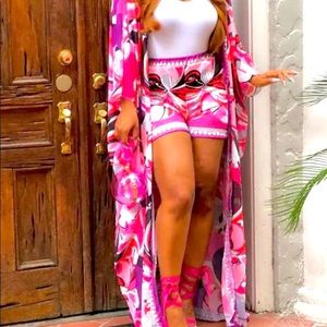 Women 2 piece set:long top batwing sleeve and short